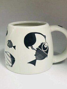 Vintage Coffee Mug Southwestern Design Animals Black and White